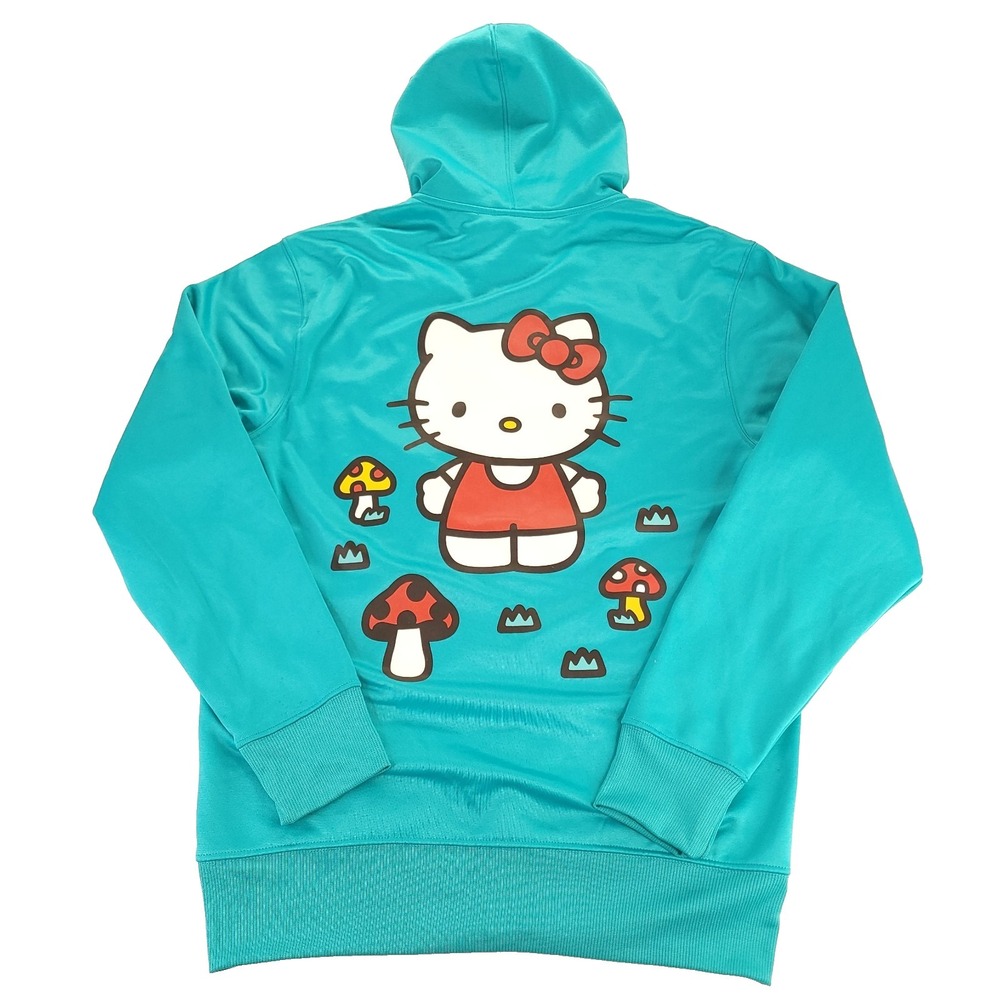 Sanrio Hello‎ Kitty Hoodie Womens Medium Teal Blue Green Full Zip Sweatshirt